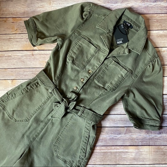 SOLD - PAIGE Mayslie Jumpsuit in Vintage Ivy Green - Picture 4 of 7